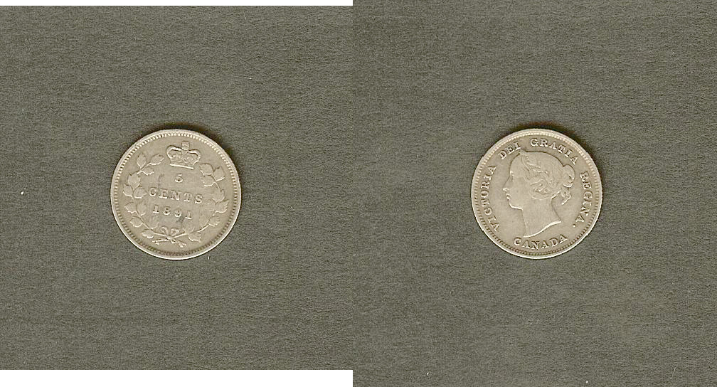 CANADA 5 Cents Victoria 1891 TTB-